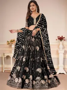 F Plus Fashion Black Net Lehenga Choli