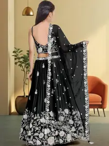 F Plus Fashion Black Net Lehenga Choli