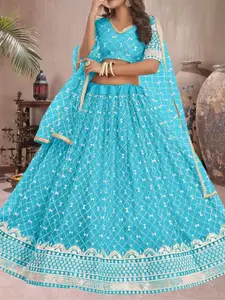 F Plus Fashion Blue Net Lehenga Choli