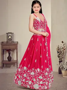 F Plus Fashion Orange Net Lehenga Choli