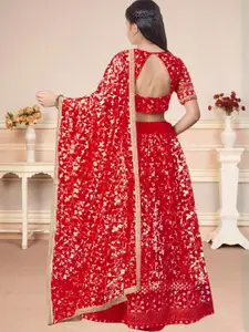 F Plus Fashion Red Net Lehenga Choli
