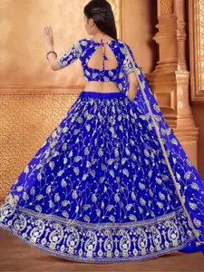 F Plus Fashion Blue Net Lehenga Choli