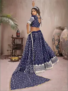 F Plus Fashion Blue Net Lehenga Choli