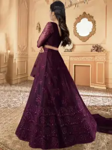 F Plus Fashion Purple Net Lehenga Choli
