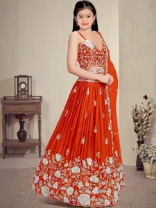 F Plus Fashion Orange Net Lehenga Choli