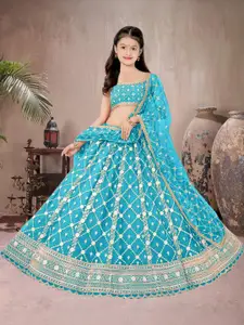 F Plus Fashion Blue Net Lehenga Choli