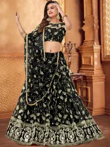 F Plus Fashion Black Net Lehenga Choli
