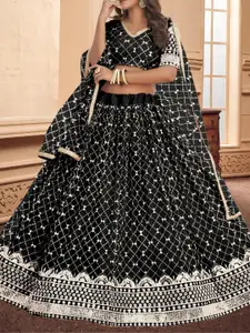 F Plus Fashion Black Net Lehenga Choli