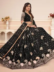 F Plus Fashion Black Net Lehenga Choli