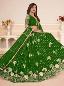 F Plus Fashion Green Net Lehenga Choli