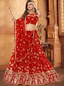F Plus Fashion Red Net Lehenga Choli
