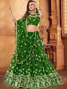 F Plus Fashion Green Net Lehenga Choli