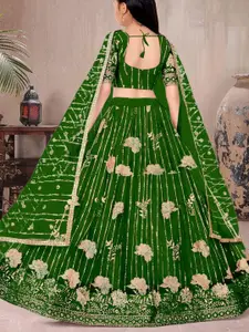 F Plus Fashion Green Net Lehenga Choli