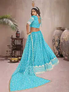 F Plus Fashion Blue Net Lehenga Choli