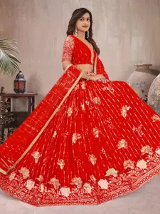 F Plus Fashion Red Net Lehenga Choli