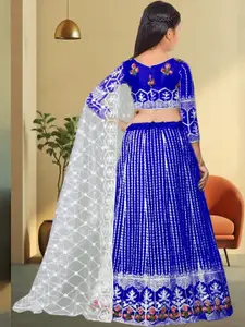 F Plus Fashion Blue Net Lehenga Choli
