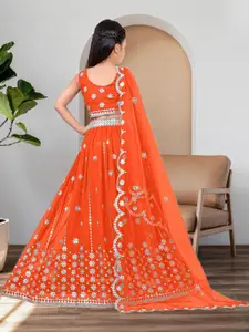 F Plus Fashion Orange Net Lehenga Choli
