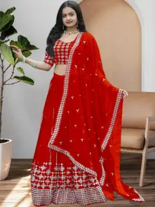 F Plus Fashion Orange Net Lehenga Choli