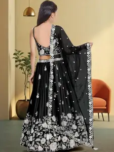F Plus Fashion Black Net Lehenga Choli