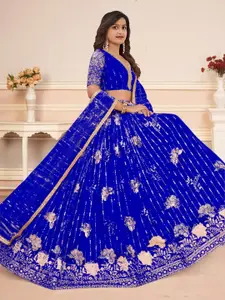 F Plus Fashion Blue Net Lehenga Choli