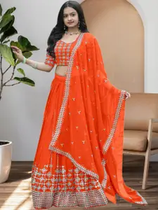 F Plus Fashion Orange Net Lehenga Choli