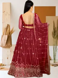 F Plus Fashion Maroon Net Lehenga Choli
