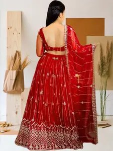 F Plus Fashion Red Net Lehenga Choli
