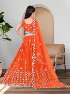 F Plus Fashion Orange Net Lehenga Choli