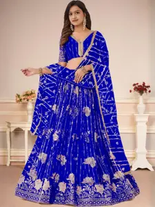 F Plus Fashion Blue Net Lehenga Choli