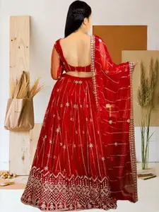 F Plus Fashion Red Net Lehenga Choli