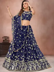 F Plus Fashion Blue Net Lehenga Choli