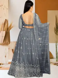 F Plus Fashion Grey Net Lehenga Choli