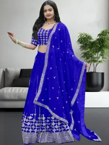 F Plus Fashion Blue Net Lehenga Choli