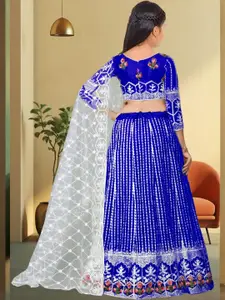 F Plus Fashion Blue Net Lehenga Choli