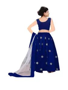 F Plus Fashion Blue Raw Silk Lehenga Choli