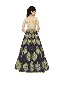 F Plus Fashion Blue Satin Lehenga Choli