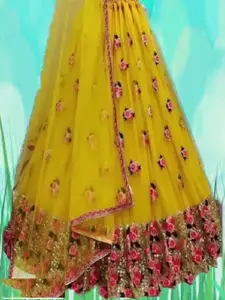 F Plus Fashion Green Net Lehenga Choli