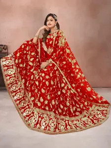 F Plus Fashion Red Net Lehenga Choli