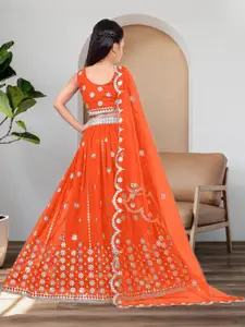 F Plus Fashion Orange Net Lehenga Choli