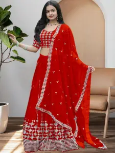 F Plus Fashion Orange Net Lehenga Choli