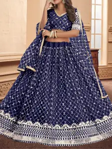 F Plus Fashion Blue Net Lehenga Choli