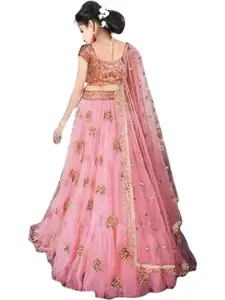 F Plus Fashion Pink Net Lehenga Choli