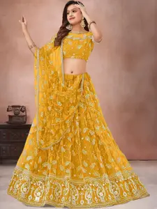 F Plus Fashion Yellow Net Lehenga Choli