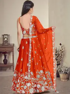 F Plus Fashion Orange Net Lehenga Choli