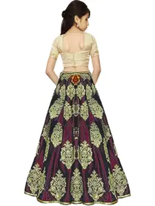 F Plus Fashion Girls Blue Satin Semi-Stitched Lehenga Choli