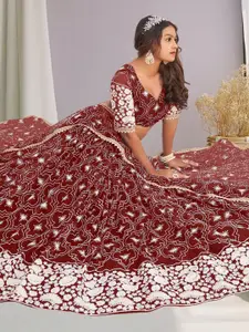 F Plus Fashion Net Semi-Stitched Lehenga Choli