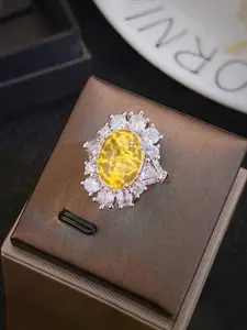 Jewels Galaxy Silver Plated Cubic Zirconia Stones Studded Finger Ring