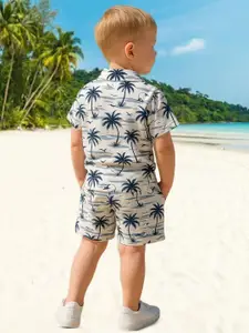 FASHION GRAB Boys Printed Short Sleeves Shirt With Shorts