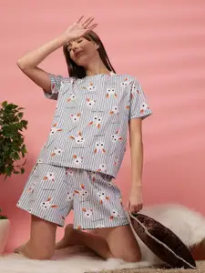 ETC Women Pack of 2 Printed High-Rise Cotton Shorts