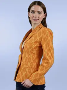 Talethread Ikat Printed Cotton Single-Breasted Casual Blazer